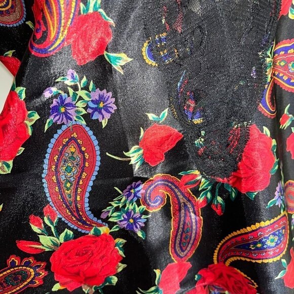 Delicates Panties Camisole Set Womens Medium M Vintage High Cut Paisley Rose - Picture 10 of 13